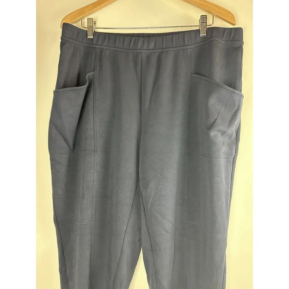 J. Jill Fit Sleek Double Knit Seamed Crop Pants Navy Blue Women's Plus Size 2X - Picture 4 of 13